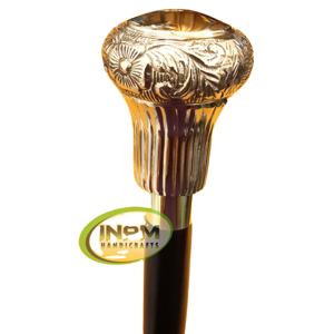 Bâton de marche en bois de qualité Vintage avec poignée de bouton en laiton de conception/cannes de marche en bois avec poignée de bouton en laiton - Product Image 1