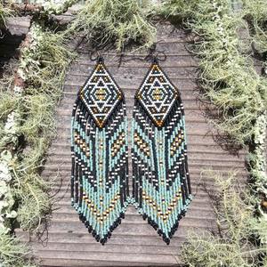 Boucles d'oreilles créoles perlées noires et bleues classiques à la mode 100% faites à la main avec de longs glands pour les mariages fêtes bijoux pendants à la mode - Product Image 4