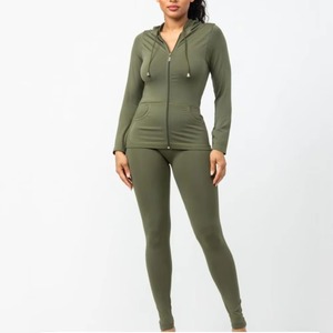 Custom Fashion High Street Zip up Cordón Nuevo diseño Chica Sudadera con capucha y pantalones ajustados para correr Conjunto de chándal con logotipo personalizado - Product Image 6