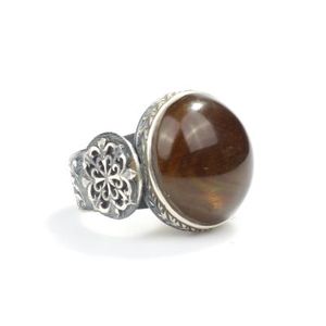 <b>925</b> Sterling <b>Silver</b> Men's <b>Ring</b> with Green Amber Zircon Stone Bezel Setting Rhodium Plating for Everyday Wear Featuring Engraving - Product Image 3