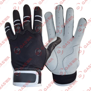 Gants de frappe de baseball professionnels doux noirs et blancs pour les jeunes Conception de manchette courte lourde et très durable - Product Image 3