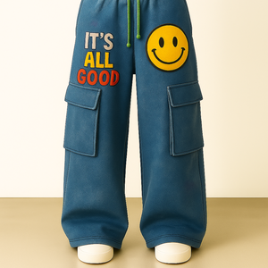 กางเกงขากว้างสำหรับวัยรุ่นอินเทรนด์ |   การฟอกสีด้วยกรด / การฟอกสีด้วยหิน |   งานพิมพ์ลาย, งานปักคริสตัล, หรืองานปักลายแบบแปะ |   ผู้ผลิต OEM, ขั้นต่ำในการสั่งซื้อน้อย - Product Image 1