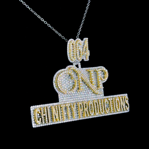 Custom 925 Sterling <b>Silver</b> Christian Hip Hop Yellow Gold Plated CNP CHI NITTY GIA Certified Unisex Brilliant Cut 3 Charm <b>Pendant</b> - Product Image 1