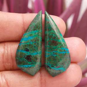 Pendientes de Piedra de Crisocola Natural, Cabujones de Piedras Preciosas Verdes Sueltas, Pares de Cabujones de Piedra para la Fabricación de Joyas - Product Image 5