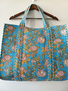 Handmade Indian Cotton <b>Quilted</b> Tote <b>Bag</b> for Women Solid Pattern Zipper Fashion Handmade Indian Cotton <b>Quilted</b> Tote <b>Bag</b> for Women - Product Image 4