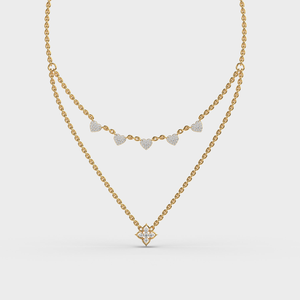 Élégant collier en argent sterling 925 à double couche avec cœur et diamants floraux coupe ronde bijoux pour femmes en diamant Moissanite - Product Image 1