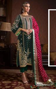 Colección de trajes pakistaníes Salwar Kameez para mujer, multicolor, de georgette, semicosturados, con bordados, de Dhwaja Export. - Product Image 4