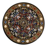 Handgefertigter Pietra Dura Intarsien-Marmor-Couchtisch Traditioneller Stil Wohnzimmermöbel Langlebiges Steinmeisterwerk für den Heimgebrauch