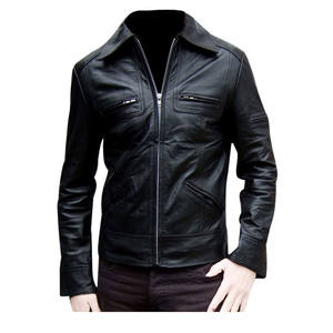 Veste en cuir Paragon pour hommes Manteau de motard à col montant et fermeture éclair Tops d'extérieur - Product Image 2