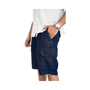 <b>Men's</b> Sporty Winter Windbreaker <b>Shorts</b> Stand Collar Solid Denim Zipper Front Multi-Pocket Outdoor Tactical Design Canvas Mid - Product Image 1