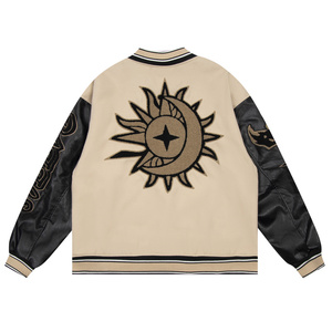 Veste classique personnalisée Varsity Letterman pour hommes avec broderie en chenille Logo avant à col montant-Couleur personnalisée de style punk - Product Image 4