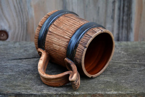 เพื่อนที่ดีที่สุดของขวัญสไตล์ชนบทแก้วเหยือกถังไม้ขัดเขาสัตว์ทำด้วยมือเซรามิกสำหรับคนรักเบียร์ - Product Image 4