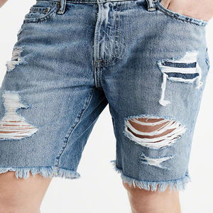 Hot Summer <b>High</b> Quality <b>Jeans</b> Breathable Fit Baggy <b>Jeans</b> <b>Short</b> Dark Denim <b>Shorts</b> with Pocket for Men - Product Image 2