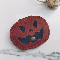 Mini porte-monnaie Halloween en cuir citrouille motif facile bricolage Halloween couture PDF citrouille modèle de portefeuille modèle de cadeau Halloween