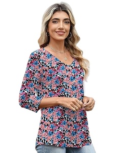 Sleeve Babydoll Tops for Women <b>V</b> <b>Neck</b> Peplum <b>Shirts</b> <b>Ladies</b> Tunics and Blouses Dressy Casual Fall Fashion Clothing - Product Image 1