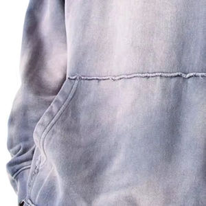 Pantalon de survêtement à capuche zippé uni délavé au soleil personnalisé ensemble de 2 pièces délavé à l'acide 100% coton taille élastique - Product Image 3