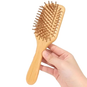 แปรงหวีผมนวดหนังศีรษะทรงสี่เหลี่ยมขนาดใหญ่ทำจากไม้ไผ่ไม่พันกันแบบดั้งเดิมสำหรับมืออาชีพ - Product Image 1
