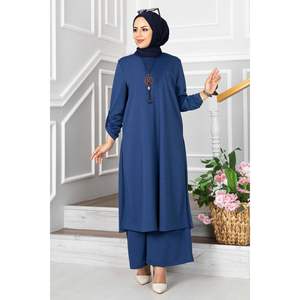 Conjunto de 3 piezas de Jacinto índigo, pantalones cortos de punto con logotipo personalizado con patrón sólido de ajuste holgado, Top y pantalones cortos de dos piezas - Product Image 6