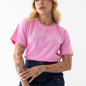 100% T-shirt à col rond de qualité supérieure coupe ample motif solide style High Street en polyester/coton T-Shirt - Product Image 5