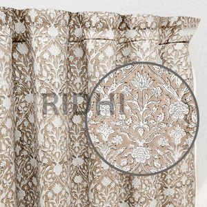 Rideau en coton lavable Ridhi Warm Stone Brown à motifs floraux imprimés à la main, pour fenêtre et porte, design indien, décoration tendance pour la maison 2025 - Product Image 5