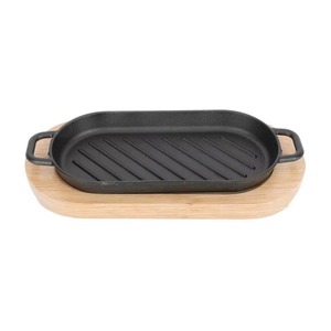 Bulk Iron <b>Sizzler</b> <b>Plate</b> With Wooden Base Premium Quality Custom Shape Food Serving <b>Sizzler</b> <b>Plate</b> At Lowest Prices New Arrival - Product Image 3