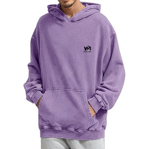 Sweat-shirts unis respirants pour hommes, style délavé, vêtements d'hiver, service OEM, faible MOQ - Product Image 2
