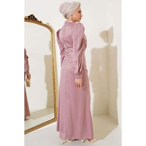 Robe en satin à nouer sur le côté Rose poussiéreux - Product Image 2