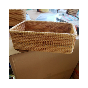 El juego de tejido de ratán natural más vendido de 3 bandejas rectangulares y cuadradas para servir decoraciones para cocina hechas en Vietnam - Product Image 5