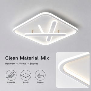 Modern Square Acrylic Iron Dimmable Led <b>Ceiling</b> <b>Light</b> With <b>Remote</b> For Living Room Bedroom Indoor White Surface Mount - Product Image 4