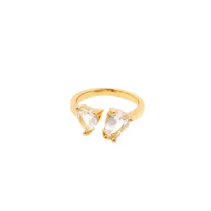 Anillo de Plata de Ley 925 con piedra preciosa en forma de pera y corazón, anillo de boda con piedras preciosas ajustables