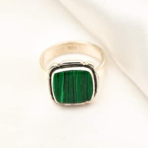 Bague de style bohème en argent faite à la main bijoux en argent sterling 925 Malachite pierres précieuses bague tendance bijoux pour femmes cadeau pour elle - Product Image 3