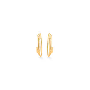 18k Gold <b>Pearl</b> & <b>Diamond</b> Geometric Crescent Hoop <b>Earrings</b> for Women Wedding Gift - Product Image 3
