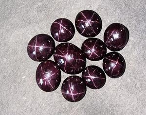 Anillo de granate natural de grado AAA + cabujón liso suelto seis líneas forma de granate de estrella tamaño personalizado hermoso anillo de estrella mezcla de piedra, - Product Image 3