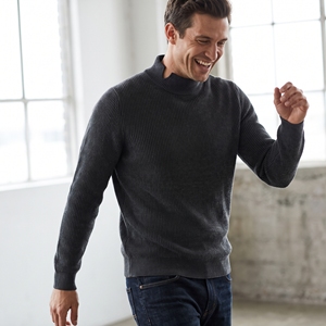 <b>Men</b> Ribbed <b>Turtleneck</b> Drop Shoulder Pullover <b>Sweater</b> Knitted Cotton Blend Warm Casual Winter Wear - Product Image 3