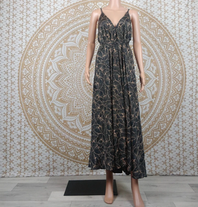 Boho ชุดเดรสผ้าไหมเปลือยหลัง, ชุดเดรสผ้าไหมรีไซเคิล, ชุดเดรสผ้าไหมสไตล์โบฮีเมียน, เดรสผู้หญิงเชือกแขวนคอชายหาด - Product Image 4