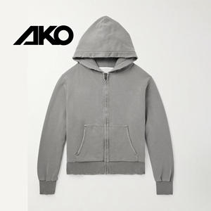 Sudadera con Capucha Extra Grande de Estilo Vintage, 500 Gsm, 100% Algodón, con Cierre, Lavado Ácido, Producto de Primera Calidad de AKO - Product Image 1