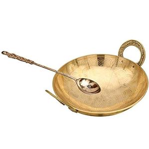 Juego de Kadai de estilo BRONCE DEL SUR DE LA India tradicional de Metal de latón fino para uso en el hogar y el restaurante, mesa de latón macizo - Product Image 4