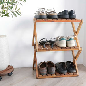 Zapatero Plegable de Madera para Comercios y Hogares, Diseño que Ahorra Espacio con Construcción Duradera de Madera de Acacia para Suministro al por Mayor - Product Image 4