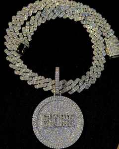 Colgante de calavera de moissanita de corte 3Ct personalizado, Plata de Ley chapada en oro rosa de 14 quilates, estilo hip-hop, letra personalizada, corte princesa - Product Image 4