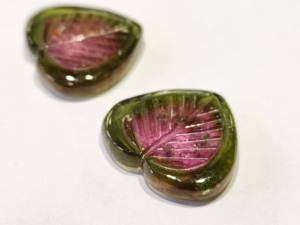 Pierre semi-précieuse sculptée en tourmaline rose naturelle faite à la main, pierre précieuse en vrac, feuille, vente en gros - Product Image 3