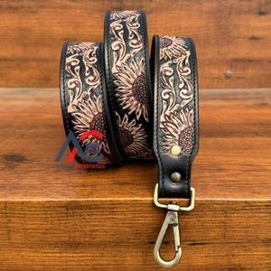 New Hand Tooled Leather Crossbody Shoulder Strap Bag Genuine Cowhide Leather Guitar Straps for Bag High Quality <b>Camera</b> Straps - Product Image 1