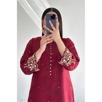 Colección Ssumaira 2025, Hermosamente Bordado, Conjunto de 3 Piezas, Estilo Anarkali Indio-Pakistaní, Ropa de Fiesta para Mujer, Sin Arrugas