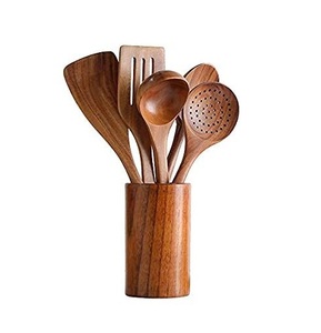 Ensemble de couverts en bois d'acacia véritable avec support en bois pour la cuisine à domicile et ensemble de couverts de table meilleure vente - Product Image 3