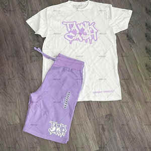 Ensemble de survêtement sportif pour homme, respirant, personnalisé, streetwear, été, t-shirt et short, décontracté, en coton, deux pièces - Product Image 1