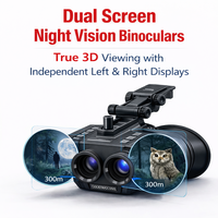Jumelles de vision nocturne, lunettes de vision nocturne, double écran, vision 3D, dispositif de vision nocturne infrarouge 300 m pour utilisation montée sur casque