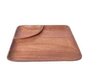 Assiette carrée en bois naturel Assiette faite à la main écologique idéale pour le service à manger élégant ou la cuisine décorative à domicile - Product Image 1