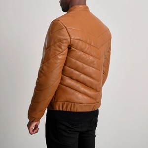 Cow <b>Skin</b> Puffer Jacket Men Winter High Street Style Stand Waterproof Breathable Genuine Motorcycle Jacket Front Plain Dyed - Product Image 5