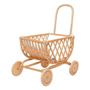 Erhältlich Großhandel Wohnkultur natürlichen Rattan Wagen für Spielzeug Baby Puppe Wagen Rattan Kinderwagen aus Vietnam