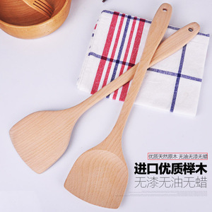 Spatule de cuisine en bois de hêtre de qualité supérieure - Spatule plate large en bois avec trou de suspension - Product Image 3