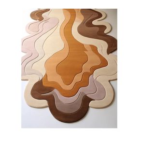 Alfombra moderna Premium de lana marrón Beige con mechones a mano, patrón geométrico alta para sala de estar hecho a mano de pila, comedor, dormitorio, decoración del hogar - Product Image 2